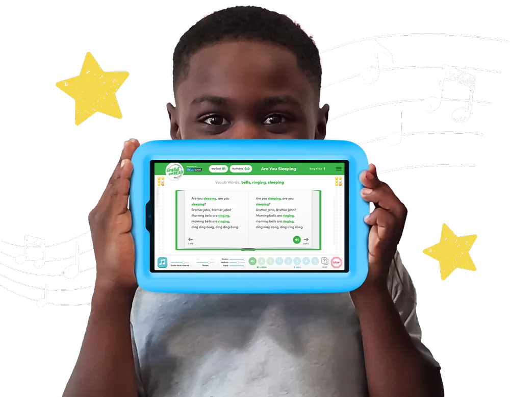 Sing Out and Read literacy program on a tablet