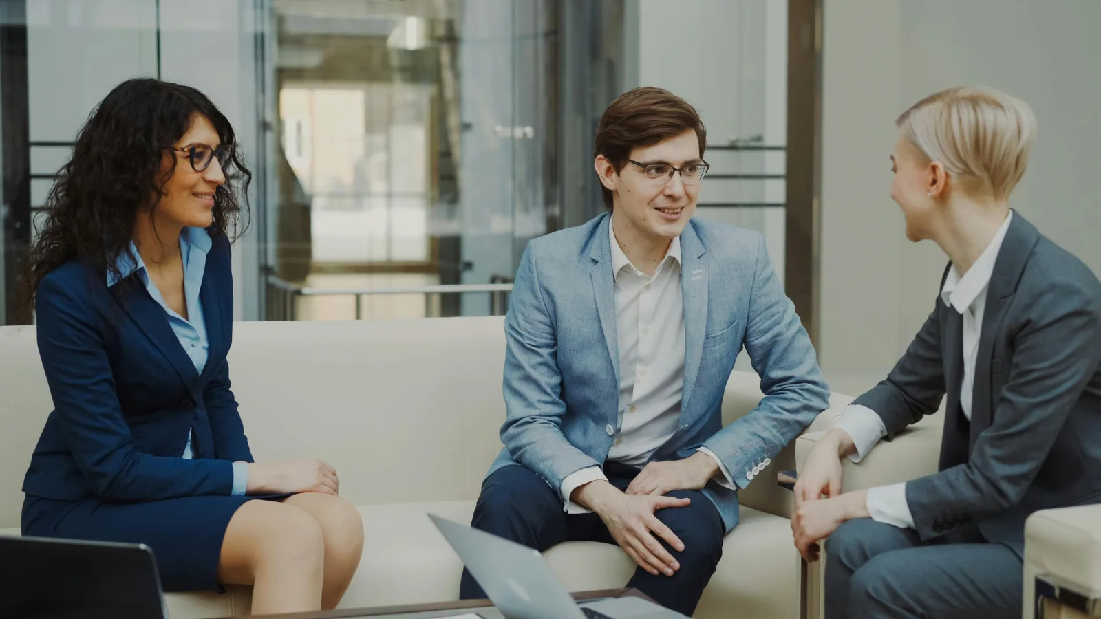 Colleagues discussing a business project